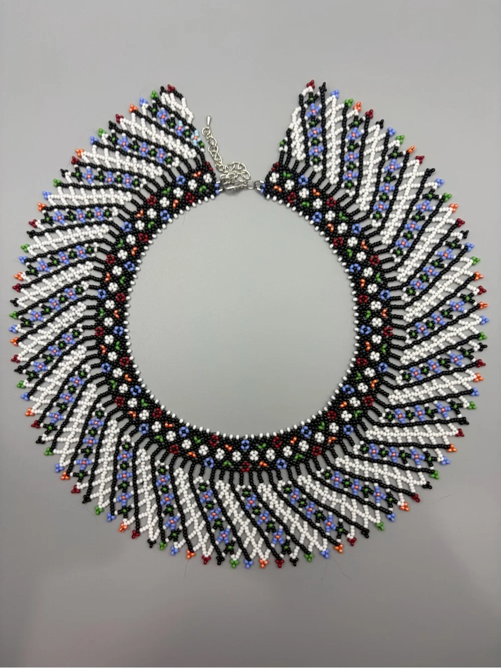 Handmade Multicolor Seed Bead Fringe Collar Necklace - Women Jewelry